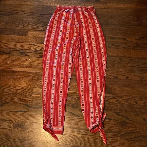 Simplee Small Trouser Pant Front Wrap Tie Pockets Long Slit Sides with Hem Tie - Picture 4 of 6